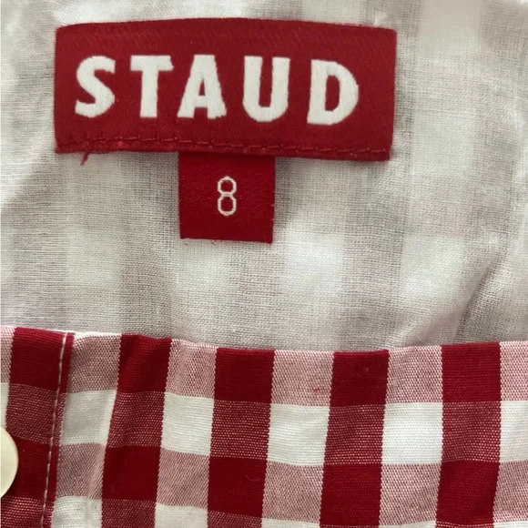 STAUD Red and White Gingham Mini Dress - Picture 4 of 4